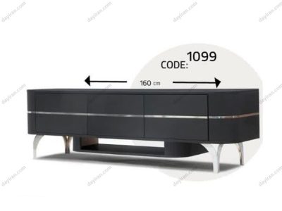 میز تلویزیون مشکی پایه استیل لاکچری مدل 1099
