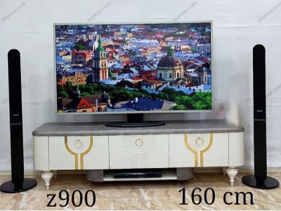 میز تلویزیون سفید طلایی کلاسیک مدل z900